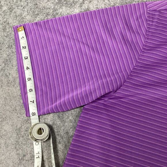 Donald Ross Men's Short Sleeve Purple Pin Striped Golf Polo Shirt Size Large - Picture 8 of 14